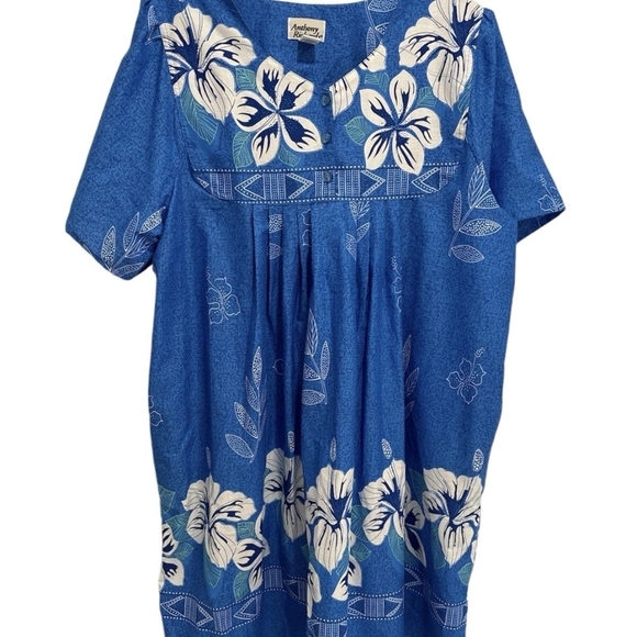 Anthony Richards Blue and White Floral Pajama Dress - Picture 2 of 6